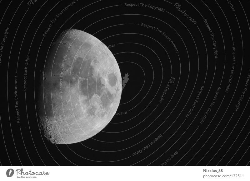 The Earth Moon - the Earth's only natural satellite Moonlight Telescope Half moon Night Heavenly Fascinating Astronomy Celestial bodies and the universe