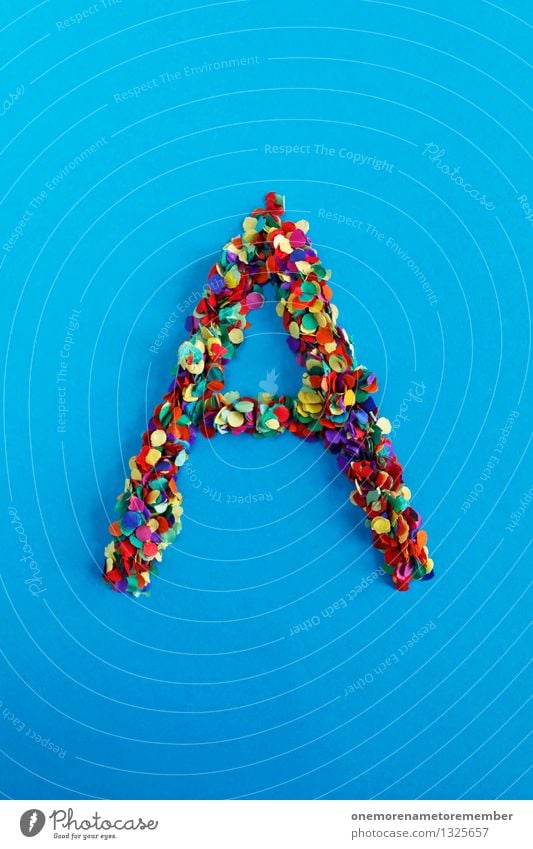 A Art Work of art Esthetic Letters (alphabet) Typography Alphabetical Creativity Design Idea Multicoloured Confetti Blue Many Mosaic Colour photo Interior shot