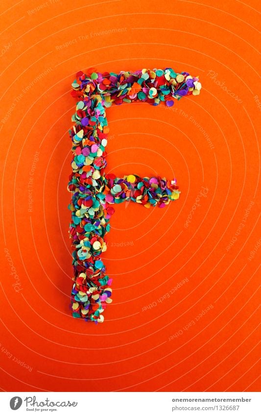 f Art Work of art Esthetic Letters (alphabet) Typography Latin alphabet Orange-red Creativity Idea Confetti Design Colour photo Multicoloured Interior shot