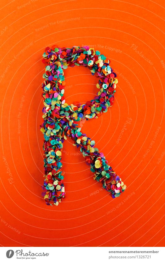 R Art Work of art Esthetic Letters (alphabet) Typography Alphabetical Red Orange Multicoloured Confetti Creativity Idea Design Colour photo Interior shot