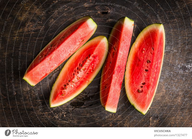 Ripe watermelon Food Fruit Dessert Nutrition Organic produce Vegetarian diet Diet Style Design Healthy Eating Life Summer Garden Table Nature Water melon Slice