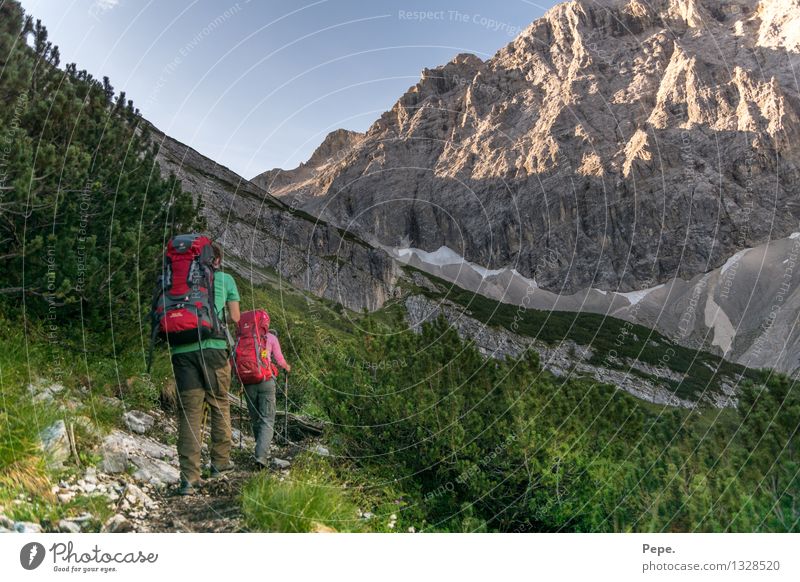 Together Environment Nature Landscape Cloudless sky Tree Bushes Rock Alps Mountain Hiking Blue Green Fitness In transit Lanes & trails Target Austria