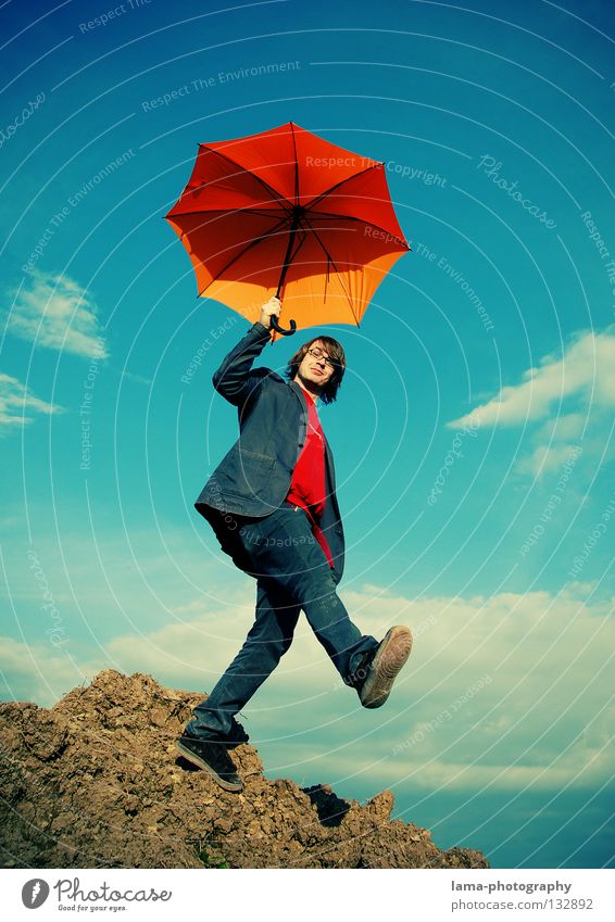 Welcome Mr. Poppins Cloppenburg Umbrella Sunshade Planning Going Easy Ease Hover Clouds Man Parachute Edge Crash Action Joy Sky Umbrella Art Foundation Orange