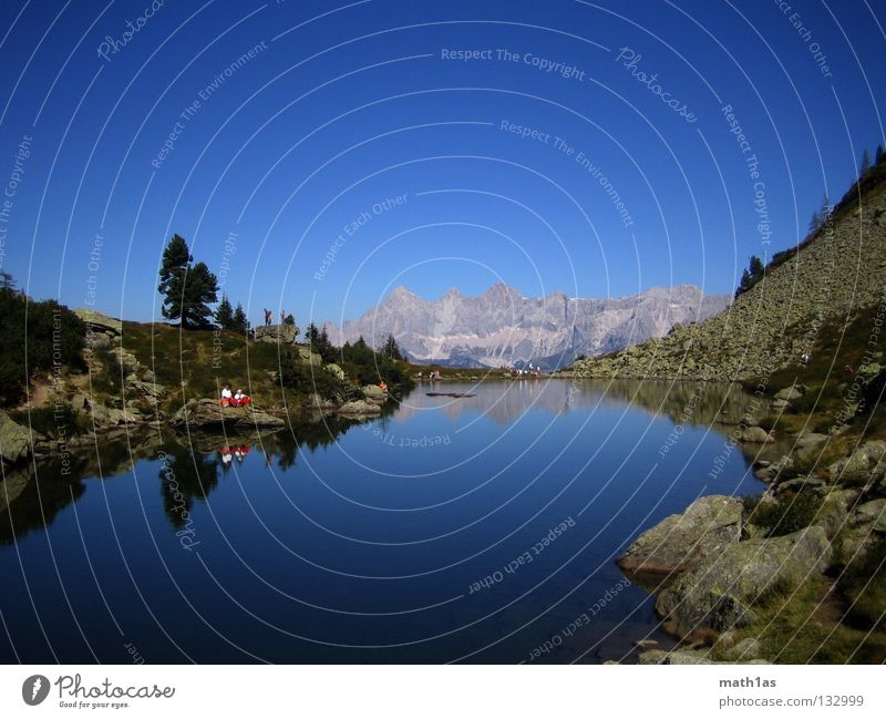 Dachstein in the lake of mirrors Dachstein mountains Ramsau near Berchtesgaden Lake Pond Light blue Turquoise Color gradient Summer Ramsau at the Dachstein