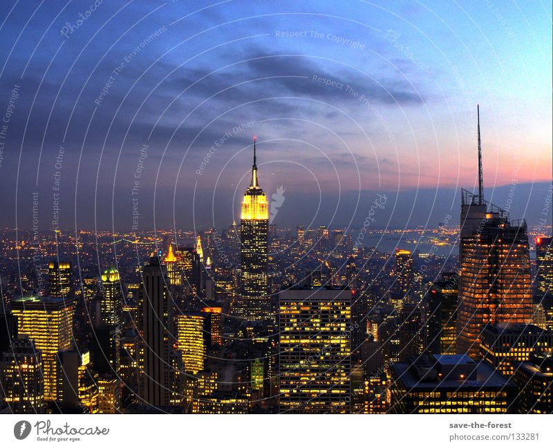 dusk in manhattan New York City Empire State building Americas HDR Manhattan High-rise Dusk Town Rockefeller Center USA Skyline Evening Light