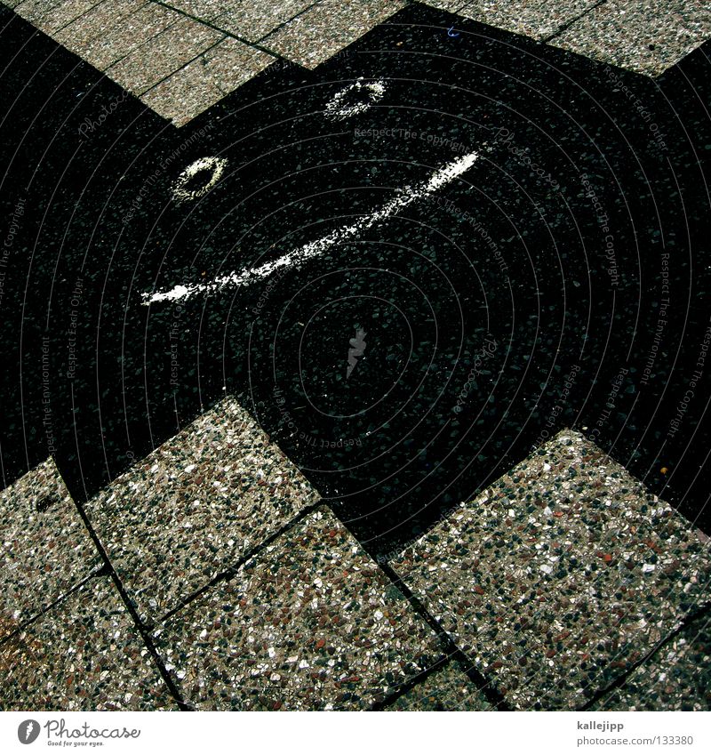 http://www.flickr.com/photos/streetart/173185972/ 6 Grinning Smiley Art Street art Line Zigzag Tar Sidewalk Facial hair Comic Stick figure