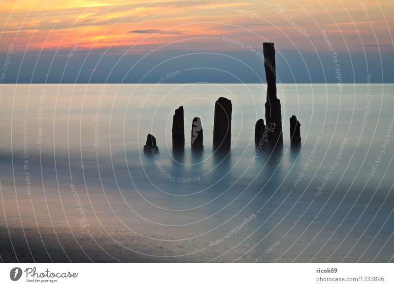 Baltic coast Vacation & Travel Beach Nature Landscape Water Clouds Coast Baltic Sea Ocean Old Blue Yellow Romance Idyll Tourism Break water Sky