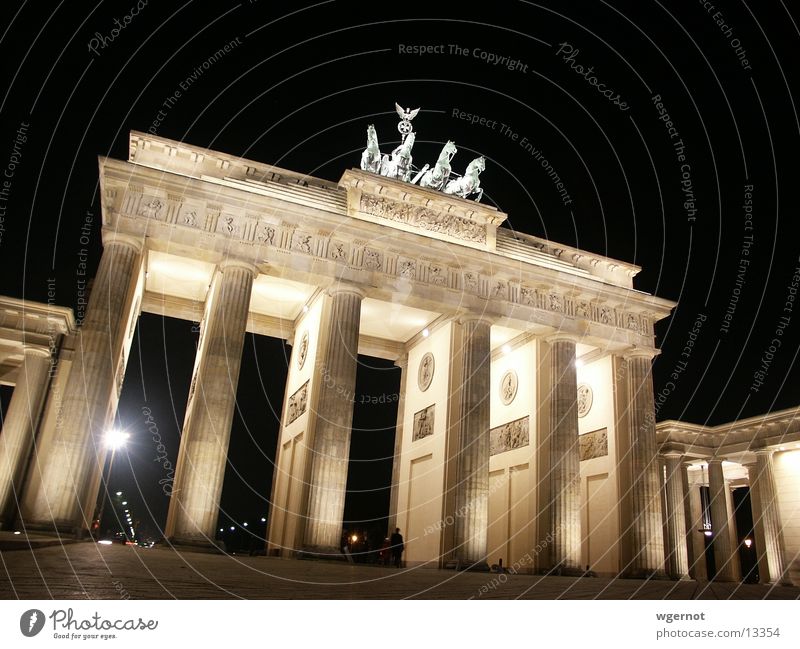 Brandenburg Gate at night Night Pariser Platz Horse Moody Historic Berlin