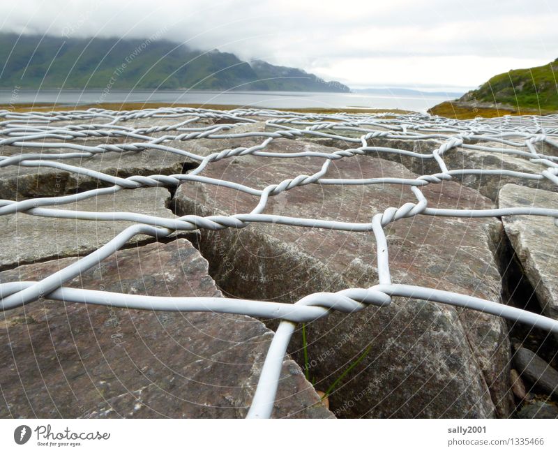 shoreline stabilization... Landscape Clouds Summer Mountain Coast Lakeside Fjord Ocean Wall (barrier) Wall (building) To hold on Firm Maritime Loneliness