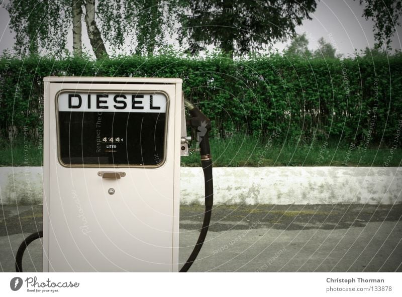 Zapfhahn für Benzin, Super und Diesel Stock Photo