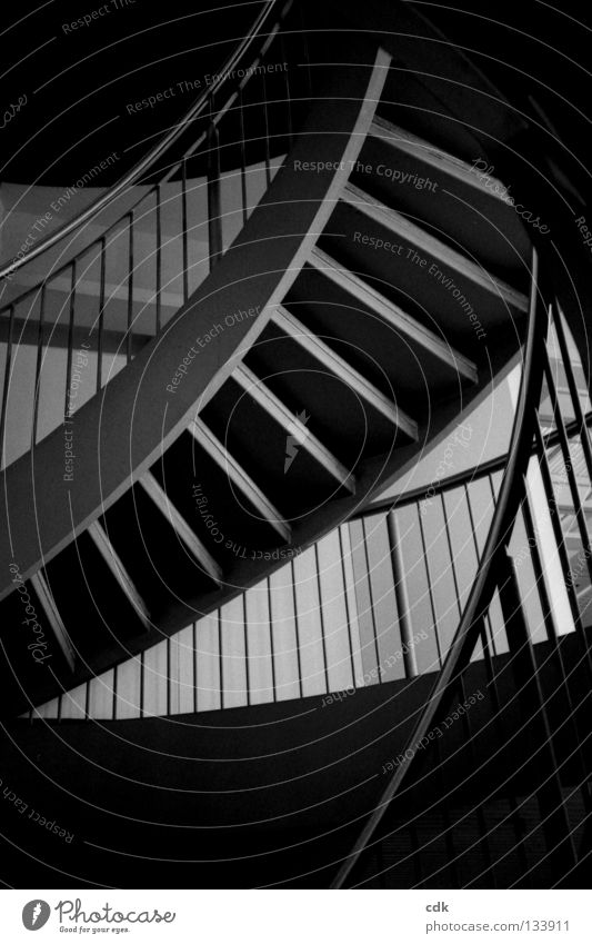 Staircase | high up Building Room Hallway Story Construction Impersonal Normal Gray Pattern Structures and shapes Dark Above Deep Stand Going Go up Descent