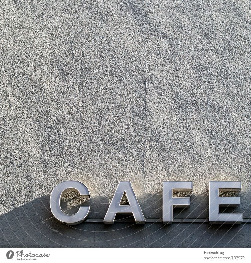 In the cafe, drinking coffee Café Beans Drinking Letters (alphabet) Wall (building) Signs and labeling Facade Plaster Characters Aromatic To enjoy E
