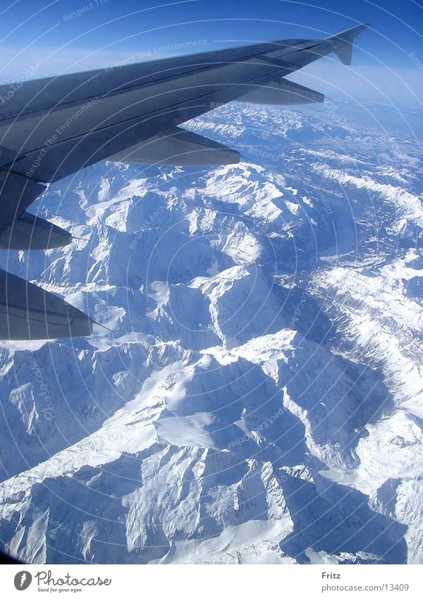 mountains from above Mountain Aviation Alps Snow