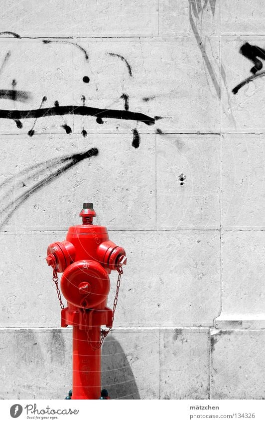 white wall Wall (building) Wall (barrier) Fire hydrant Red Black White Mural painting Daub Lisbon Brick Traffic infrastructure Graffiti Water Contrast fireplug