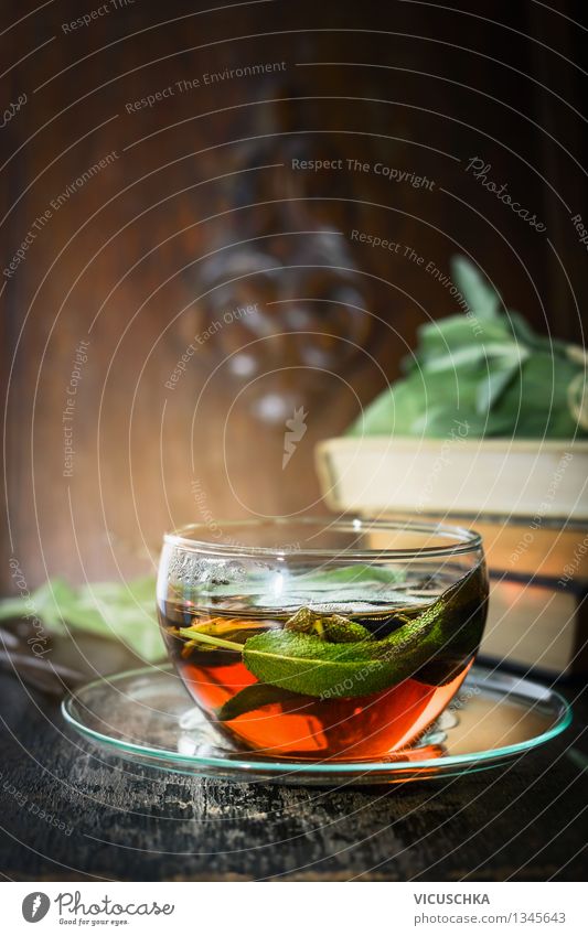 Herbal tea with sage Food Herbs and spices Nutrition Breakfast Organic produce Vegetarian diet Diet Beverage Hot drink Tea Cup Lifestyle Style Design Healthy