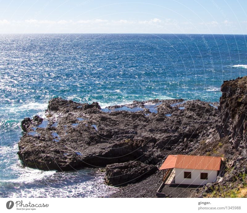 La Palma - So close to the sea Environment Nature Elements Water Sky Clouds Sunlight Spring Weather Beautiful weather House (Residential Structure) Blue Brown