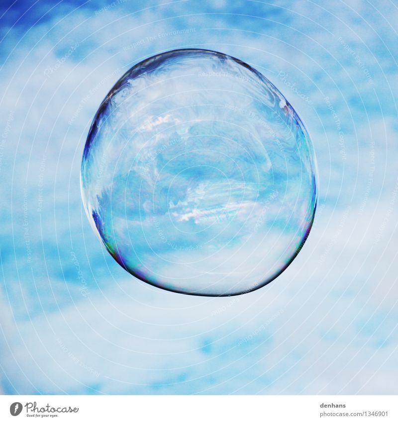 soap bubble Calm Meditation Playing Soap bubble Kindergarten Street art Clouds Glass Water Sphere Flying Fluid Glittering Blue Joie de vivre (Vitality)