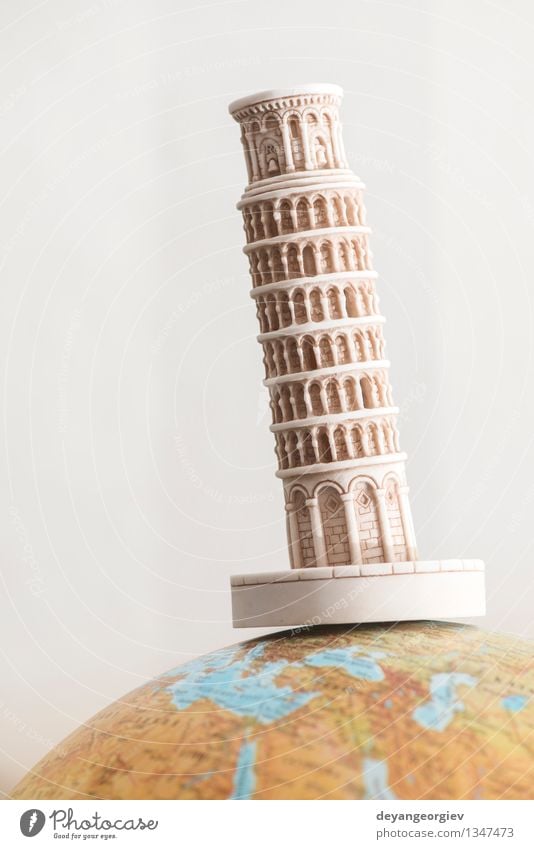 Pisa Tower on globe. Vacation & Travel Tourism Earth Architecture Monument Airplane Sphere Globe Old Around Symbols and metaphors holiday Europe landmark