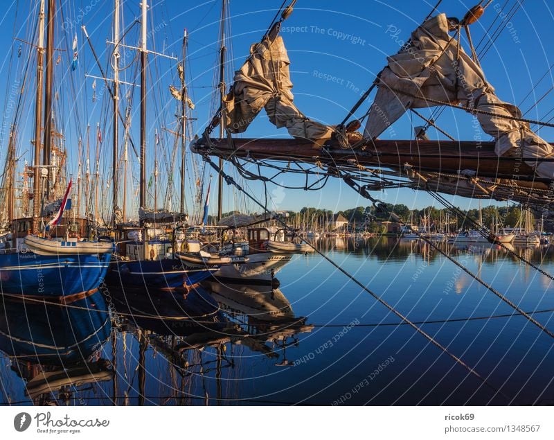 sailing ships Vacation & Travel Sailing Water Clouds Harbour Sailing ship Watercraft Maritime Blue Romance Idyll Tourism Tradition Logistics Windjammer