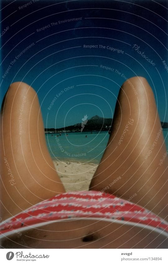 Schalalala schalalalala la .... Ocean Bikini Beach Good mood Horizon Hot Bum around Relaxation Skin color Brown Summer Water Sand Legs Vantage point Stomach