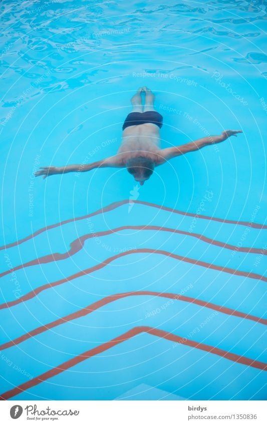 aviator Lifestyle Wellness Swimming pool Swimming & Bathing Masculine Man Adults Body 1 Human being 30 - 45 years 45 - 60 years Water Stairs Swimming trunks