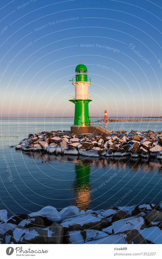 pier lights Ocean Winter Nature Landscape Water Clouds Coast Baltic Sea Tower Lighthouse Architecture Tourist Attraction Landmark Stone Cold Blue Green Red
