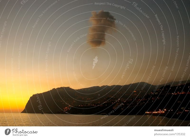 above the cloud Clouds Sunset Loneliness Madeira Portugal Cliff Town Dark Night Dusk Gray clouds Summer Beach Coast Evening beautiful colours Island Light