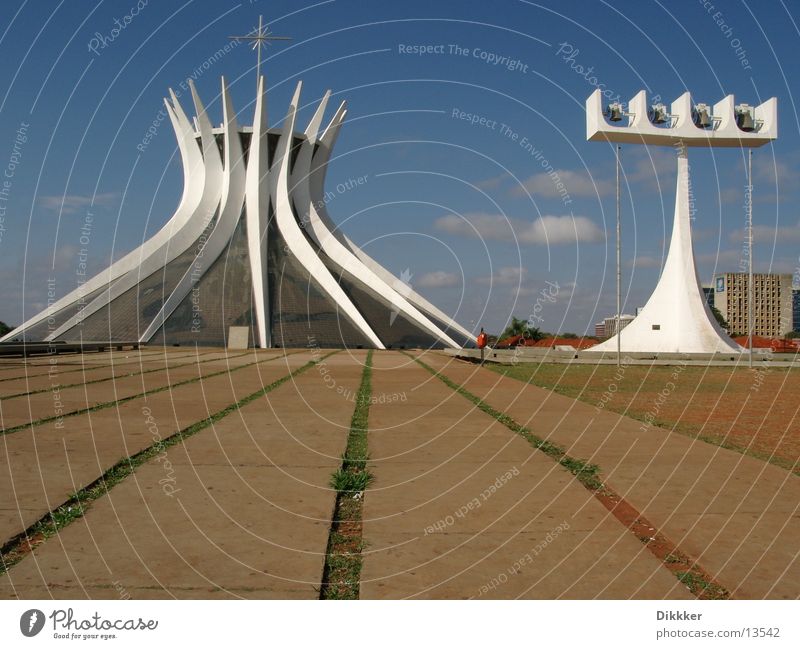 Brasilia, Cathedral Brasília White Bell House of worship Niemeyer Religion and faith Glass Sky