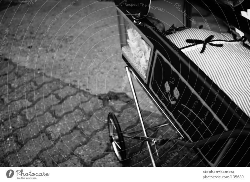 The Old Doll's Pram Carriage Toys Black & white photo pram old huge doll car toy children black moonbub stone street wheel