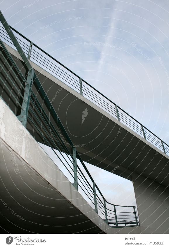 Architecture in Berlin Concrete Gray Bridge Handrail Sky Blue Line