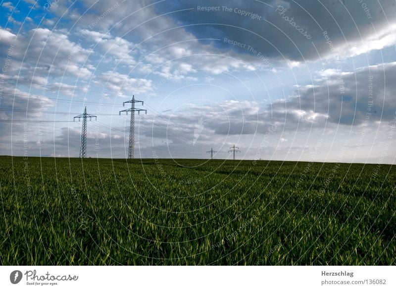 fields Electricity Grass Clouds Sky Electricity pylon Transport Energy industry heaven light Landscape