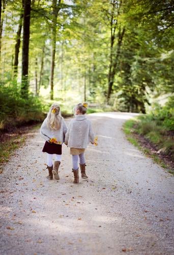 autumn walk Human being Feminine Child Girl Brothers and sisters Sister Family & Relations Infancy 2 3 - 8 years Environment Nature Landscape Autumn