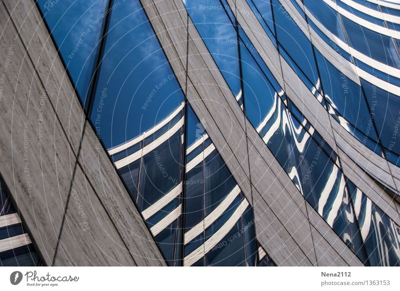 Reflections with momentum Town House (Residential Structure) Building Architecture Modern Blue Colour photo Exterior shot Detail Abstract Pattern Deserted Day