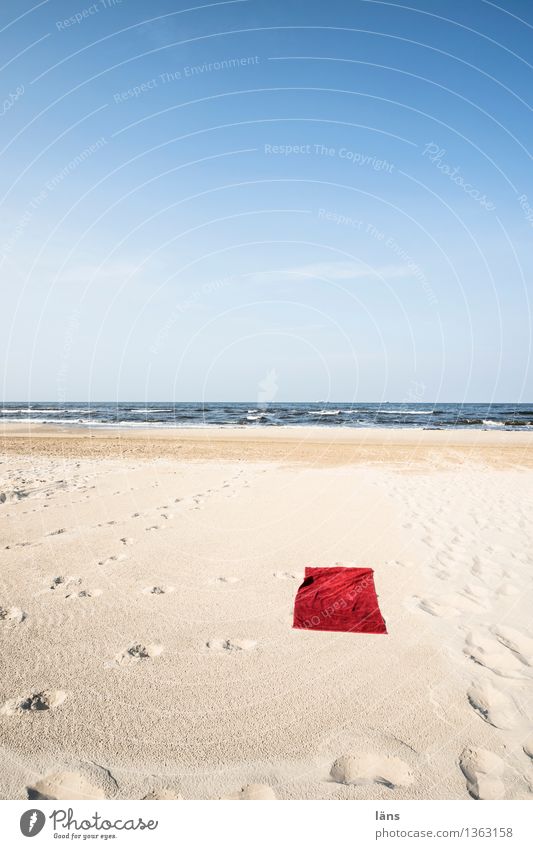 space conditions Towel Beach Baltic Sea Usedom Vacation & Travel Loneliness Deserted Empty Sand Ocean Maritime Sun Summer