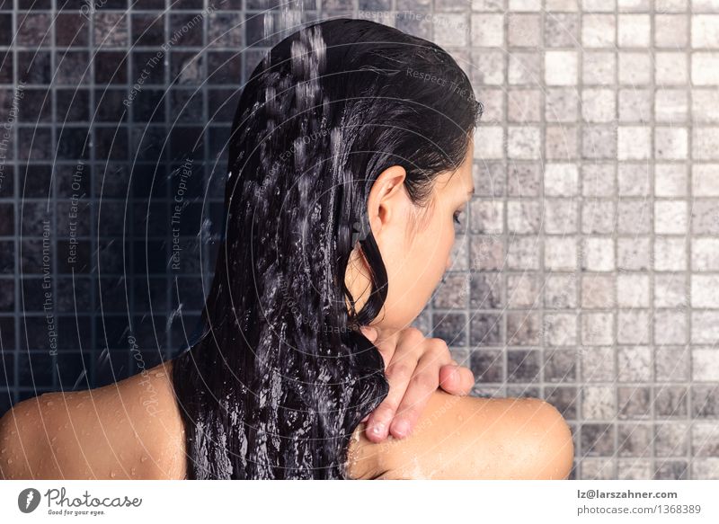 Woman taking shower in bathroom Royalty Free Vector Image