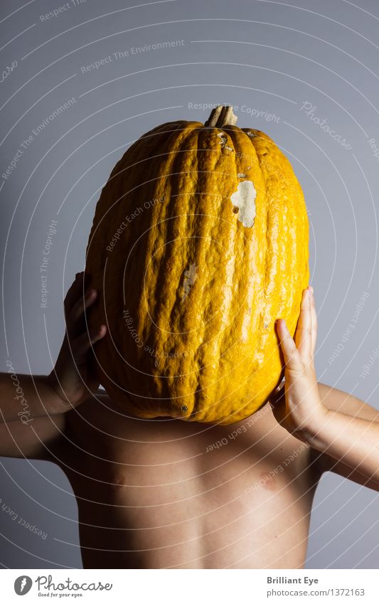 Headache in the autumn language Vegetable Pumpkin Hallowe'en Human being Masculine 1 Listening Playing Stand Large Creepy Bright Natural Crazy Emotions Moody