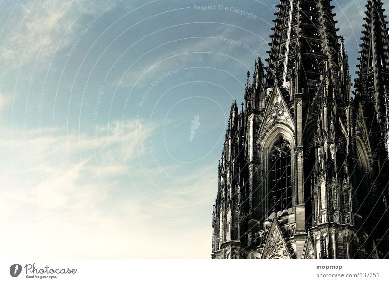 Cologne Cathedral Summer Clouds Progress Window Meter Rome Catholicism Sky North Rhine-Westphalia Christianity Deserted House of worship Dome Religion and faith