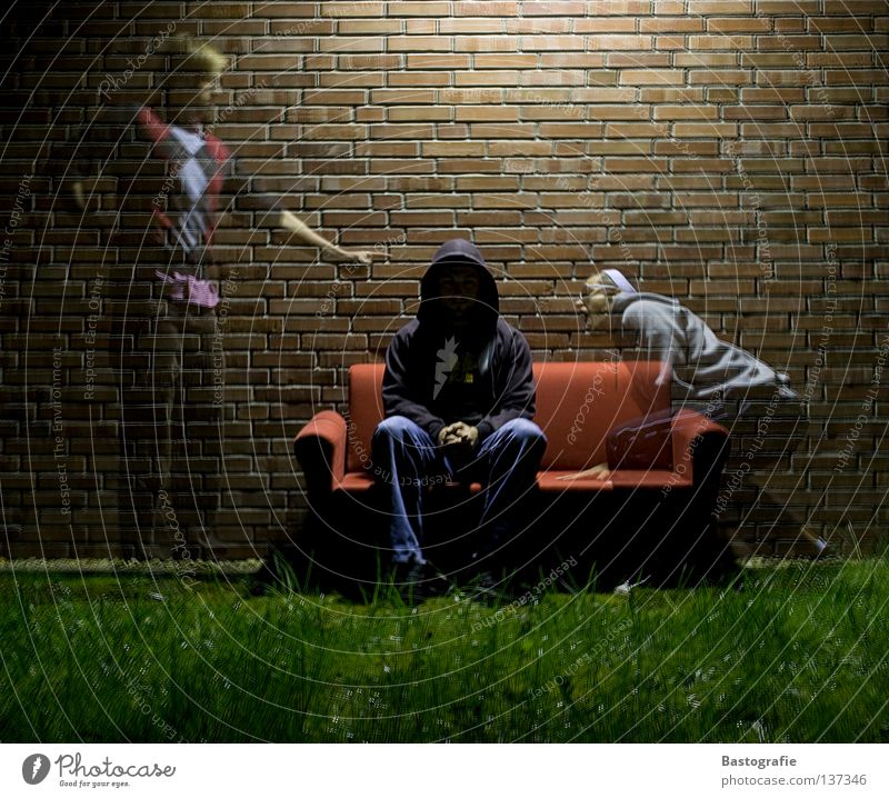 influences Effect Ghosts & Spectres  Devil Creepy Long exposure Night Sofa Grass Wall (barrier) Brick Soul Manipulation Panic Light Meadow Hooded (clothing)