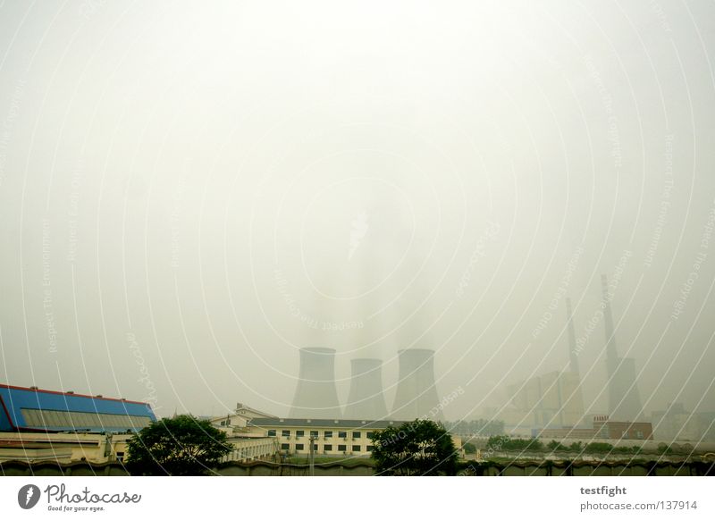 Beijing 2008 Smog Dust Clang Dark Bad weather Fog Nuclear Power Plant Coal power station Raw materials and fuels Gloomy Hideous Negative China Olympics Industry