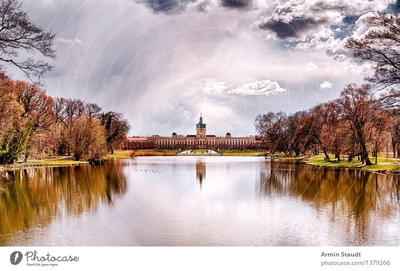 Charlottenburg Palace Luxury Style Design Relaxation Calm Far-off places Air Sky Clouds Autumn Beautiful weather Park Meadow Lake Castle Manmade structures