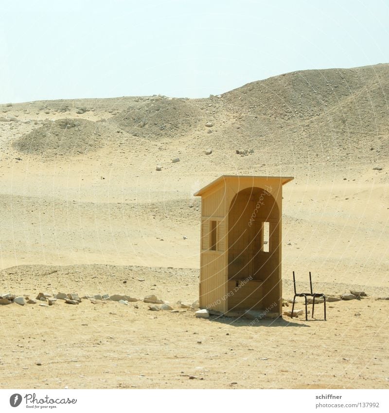 quiet place Physics Toilet Egypt Window Loneliness Badlands Drought Dry Africa Desert Sand Sun Warmth Shadow shade dispenser shelter sentinel sentry box Hut