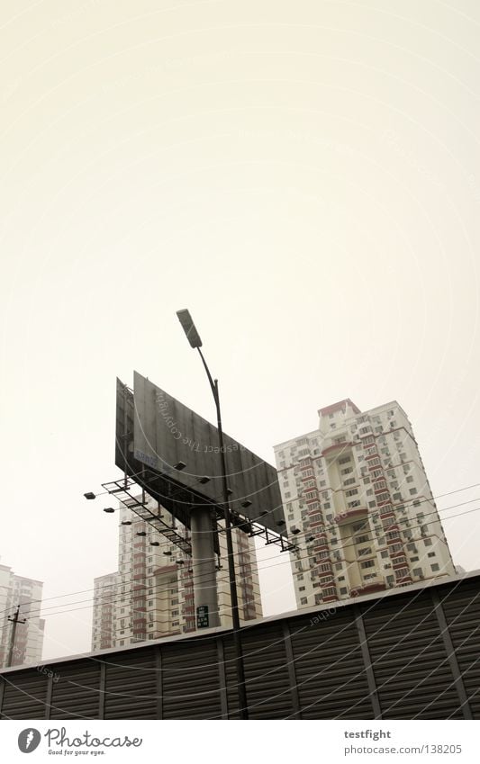 billboard Town Beijing China Smog Billboard Dirty Architecture Environmental pollution Stress Living or residing Life House (Residential Structure)