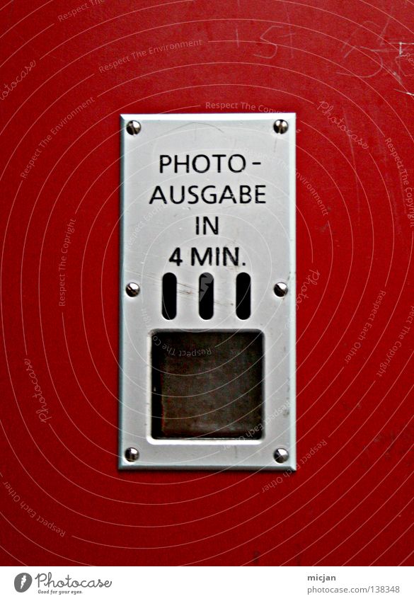 HH08.1 - The action, wait and then ... Metal Plastic Sign Characters Signs and labeling Wait Red Silver Transience Time Photography 4 Metal fitting Typography