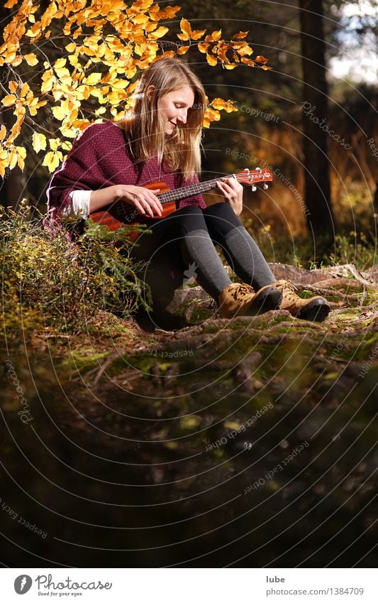 Kylee with Ukulele III Happy Harmonious Well-being Contentment Relaxation Calm Meditation Young woman Youth (Young adults) Music Listen to music Concert Guitar