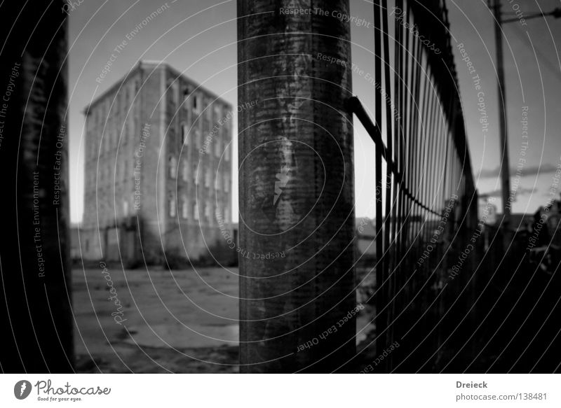 restricted area House (Residential Structure) Building Factory Territory Ruin Precarious Dangerous Broken Exclusion zone Stagnating Block Foundations Fence