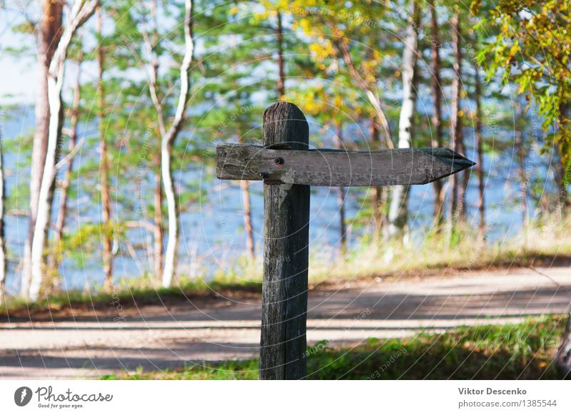Old wooden signpost at a rural road Vacation & Travel Mail Nature Landscape Sky Park Baltic Sea Transport Street Lanes & trails Signage Warning sign Retro Blue
