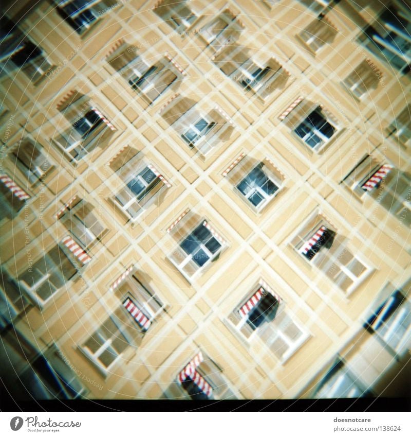 Criss-Cross. House (Residential Structure) Building Architecture Facade Yellow Glazed facade Medium format Italy Double exposure Sun blind Lomography