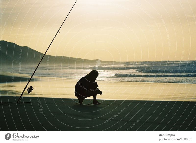la costa oeste Ocean Beach Waves Angler Fishing rod Hissing Fuerteventura Back-light Analog Leisure and hobbies Evening Bay coffete