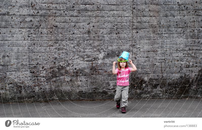 STAGE FREE Girl Boiler Child Playing Shows Toys Cover Wall (building) Concrete Small Summer Gray Going Against Smart Authentic Beautiful Joy Human being Sand