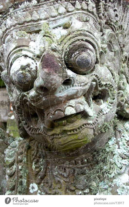 temple guards Bali Statue Face stone face